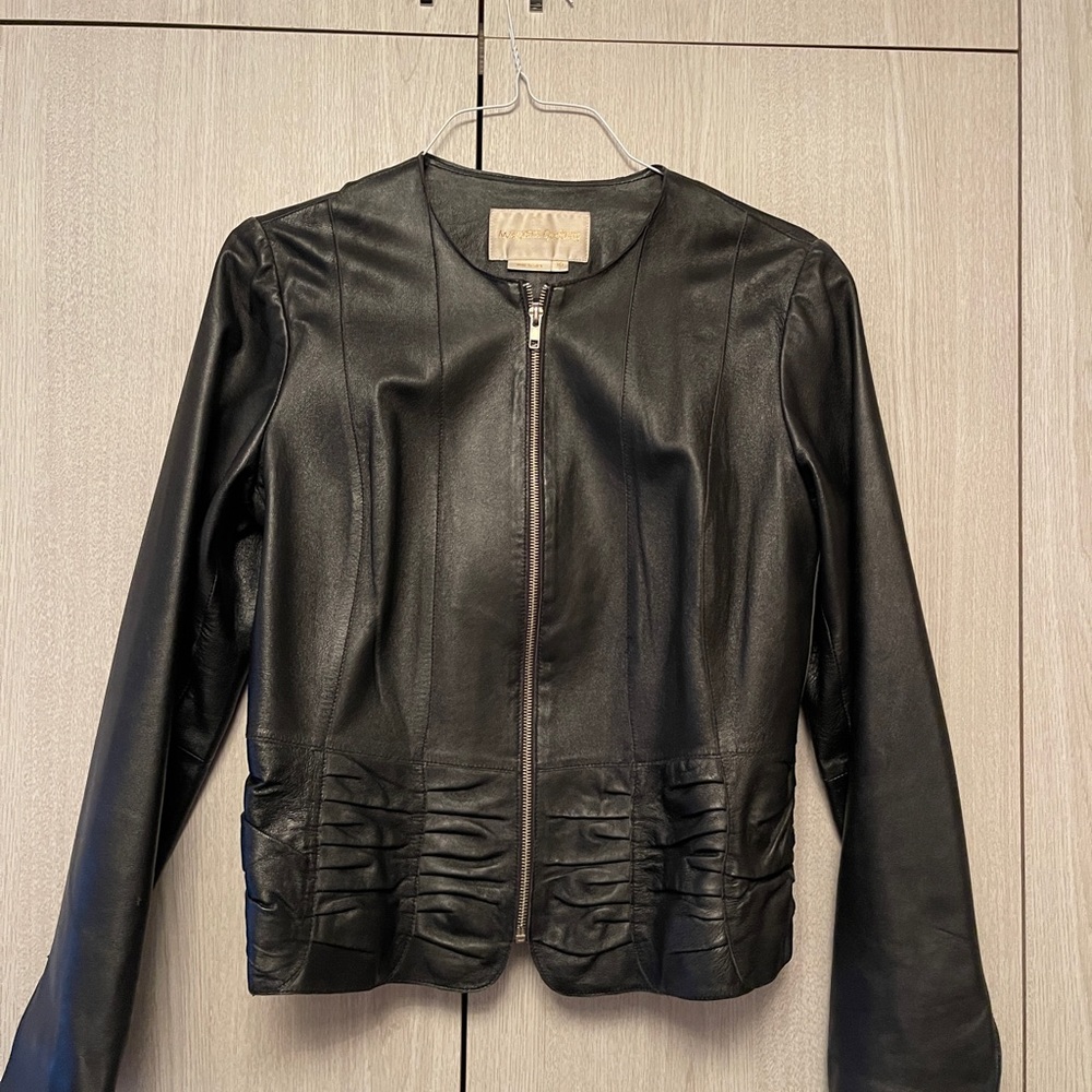 Leather Women Jacket, Size 10 in black
